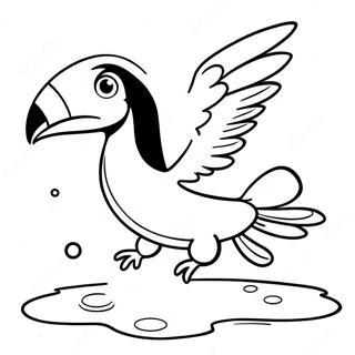 Speelse Toekan Vliegend Over Water Kleurplaat 47914-10482