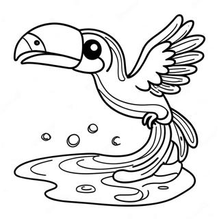 Speelse Toekan Vliegend Over Water Kleurplaat 47914-10483