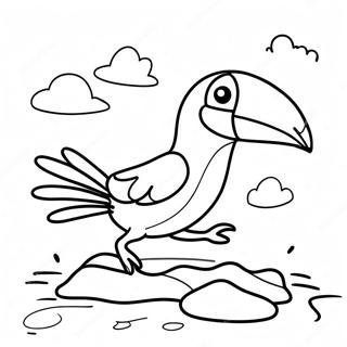 Speelse Toekan Vliegend Over Water Kleurplaat 47914-10484