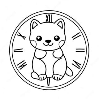 Schattige Dierenklok Kleurplaat 48883-10693