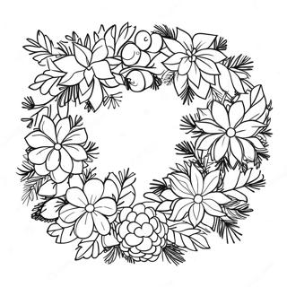 Traditionele Kerstkrans Met Dennenappels Kleurplaat 49437-10819