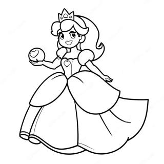 Prinses Peach In Een Sprankelende Jurk Kleurplaat 5008-1334