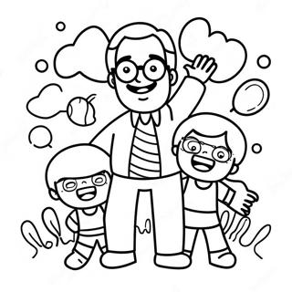 Papa En Kinderen Die Plezier Hebben Kleurplaat 50265-11005