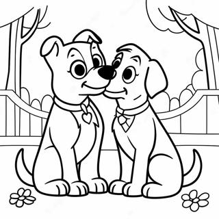 Lady En De Vagebond Charmante Parkscene Kleurplaat 52669-11521