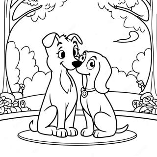 Lady En De Vagebond Charmante Parkscene Kleurplaat 52669-11522