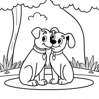 Lady En De Vagebond Charmante Parkscene Kleurplaat 52669-11523