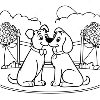 Lady En De Vagebond Charmante Parkscene Kleurplaat 52669-11524