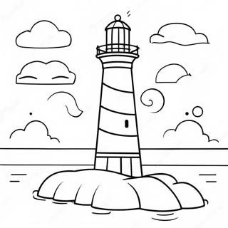 Vriendelijke Vuurtoren Met Een Glimlachend Gezicht Kleurplaat 54004-11823