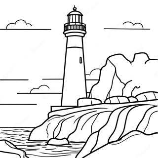 Hoge Vuurtoren Op Een Rotsachtige Klif Kleurplaat 54005-11826