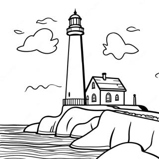 Hoge Vuurtoren Op Een Rotsachtige Klif Kleurplaat 54005-11828