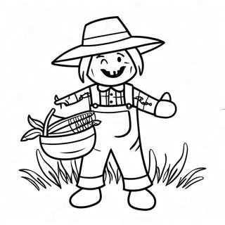 Vogelverschrikker Met Een Maiskorf Kleurplaat 54716-11988