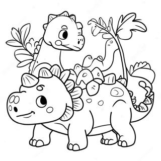 Cartoon Ankylosaurus Met Vrienden Kleurplaat 55257 12107
