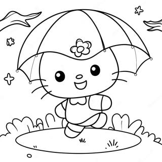 Speelse Hello Kitty Met Een Vlieger Kleurplaat 565 350