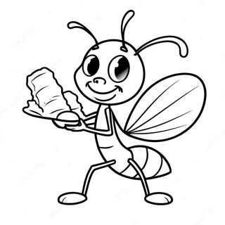 Kleurplaat Van Blije Mier Die Voedsel Draagt 57297-12538