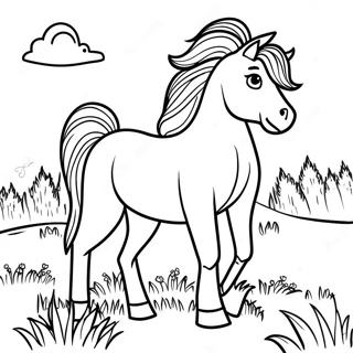 Sterke Hengst In Het Weiland Kleurplaat 59299 13002