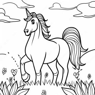 Sterke Hengst In Het Weiland Kleurplaat 59299 13004