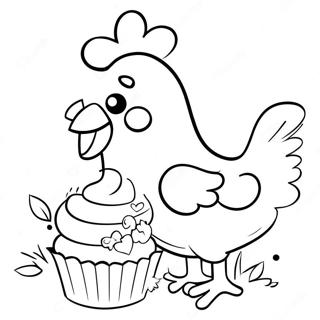 Chica De Kip Met Cupcake Kleurplaat 59408 13017