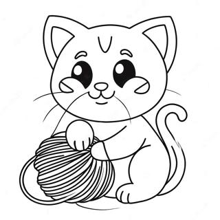 Schattige Kitten Die Met Garen Speelt Kleurplaat 59773-13090