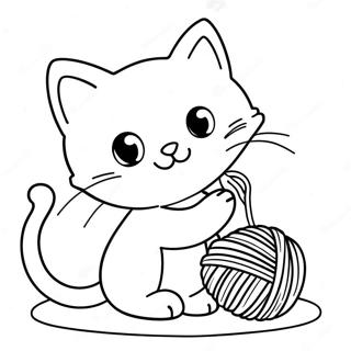 Schattige Kitten Die Met Garen Speelt Kleurplaat 59773-13091