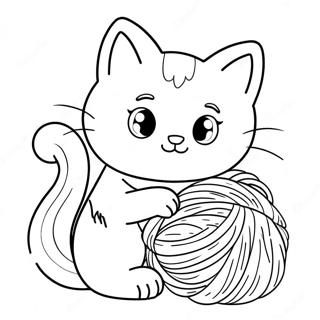 Schattige Kitten Die Met Garen Speelt Kleurplaat 59773-13092