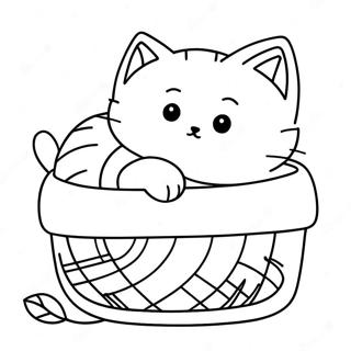Fluffy Kitten Die In Een Mand Slaapt Kleurplaat 59774-13093