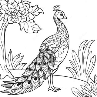 Majestueuze Pauw In Een Tuin Kleurplaat 61599-13540