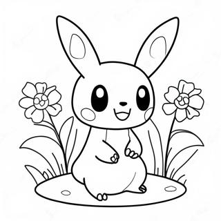 Schattige Mimikyu Met Bloemen Kleurplaat 64061-14209