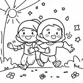 Vrolijke Kinderen Spelen Kleurplaat 66358 14520