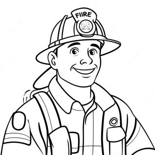 Kleurplaat Van Vriendelijke Brandweerman 66902-14629