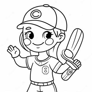 Schattige Softbal Speler Kleurplaat 66995-14651