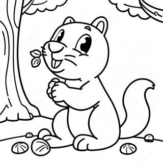 Blije Eekhoorn Verzamelt Eikels Kleurplaat 6926-401