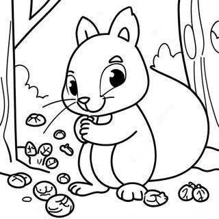 Blije Eekhoorn Verzamelt Eikels Kleurplaat 6926 403