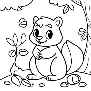 Blije Eekhoorn Verzamelt Eikels Kleurplaat 6926 404