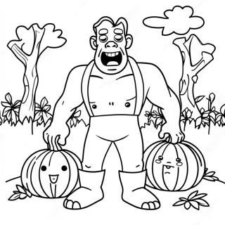 Vriendelijke Frankenstein In Een Pompoenveld Kleurplaat 72060 15903