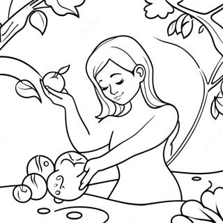 Kleurplaat Van Eva Die Verboden Fruit Plukt 72289 16077