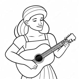 Rose Gitaar Spelend Kleurplaat 72546 16283