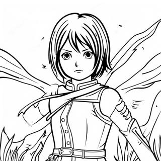 Mikasa Ackerman In Gevecht Kleurplaat 72596-16313