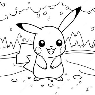 Pikachu In Een Winter Wonderland Kleurplaat 72675-16383