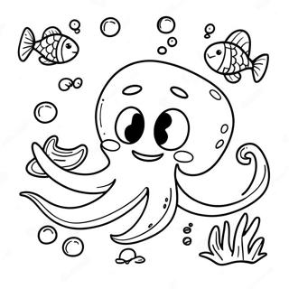 Vriendelijke Tiener Kraken Die Vrienden Maakt Met Vissen Kleurplaat 72753 16443