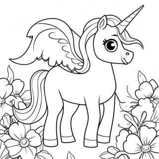 Elegante Alicorn Tussen Bloemen Kleurplaat 73114-16722