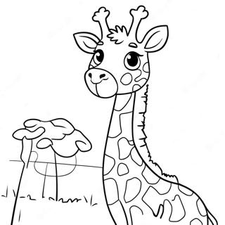 Giraffe Met Kleurrijke Vlekken Kleurplaat Kleurplaten