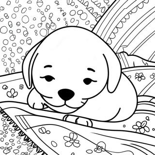 Slaperige Puppy Op Een Deken Kleurplaat 73524-17041