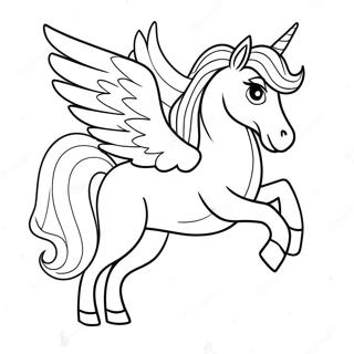 Elegante Kleurplaat Van Een Pegasus Bij Zonsondergang 74114-17497