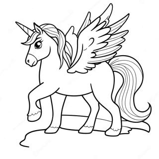 Elegante Kleurplaat Van Een Pegasus Bij Zonsondergang 74114-17499