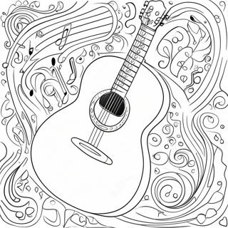 Kleurrijke Gitaar Met Muzieknoten Kleurplaat 74986-18184