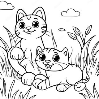 Schattige Bengalen Die In Het Gras Spelen Kleurplaat 75472-18550