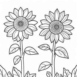 Levendige Zonnebloemen In Een Tuin Kleurplaat 75551-18619