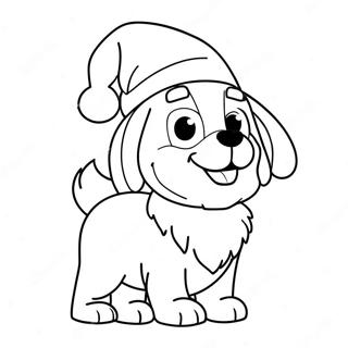 Feestelijke Kleurplaat Van Bluey Met Kerstmuts 75652-18690