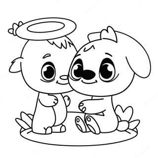 Charmante Stitch En Angel Met Bloemen Kleurplaat 76015 18978