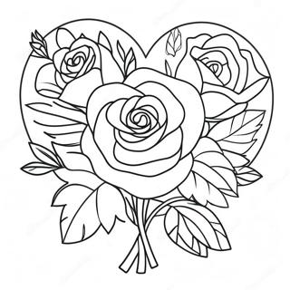 Elegante Hart Roos Boeket Kleurplaat 76626-19455